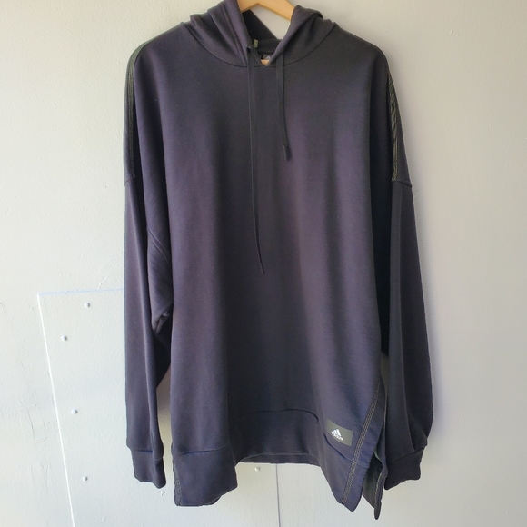 Adidas Hoddie Size L Black Slit Sleeve - Picture 1 of 10
